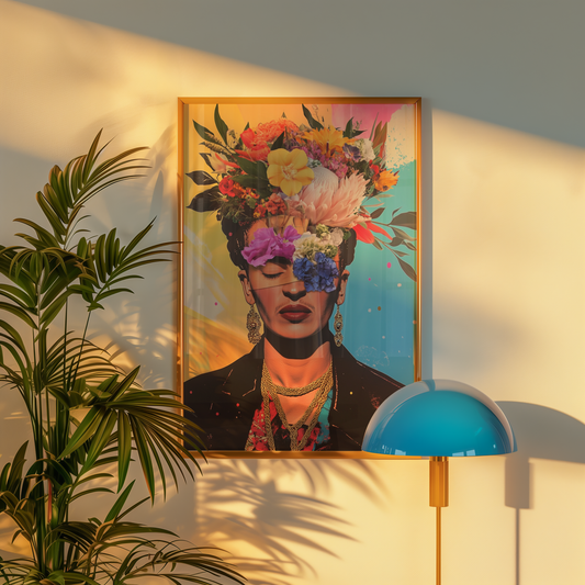Floral Frida Kahlo Portrait Poster