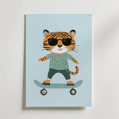 Cool Tiger on Skateboard Poster