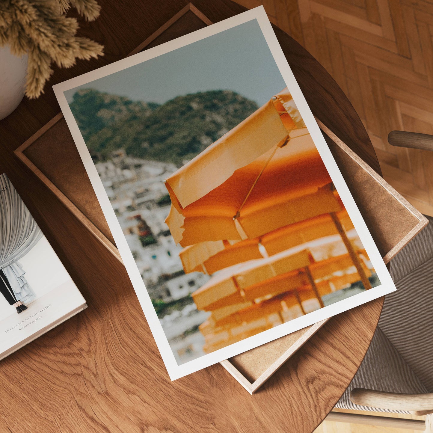 Orange Beach Umbrellas Poster