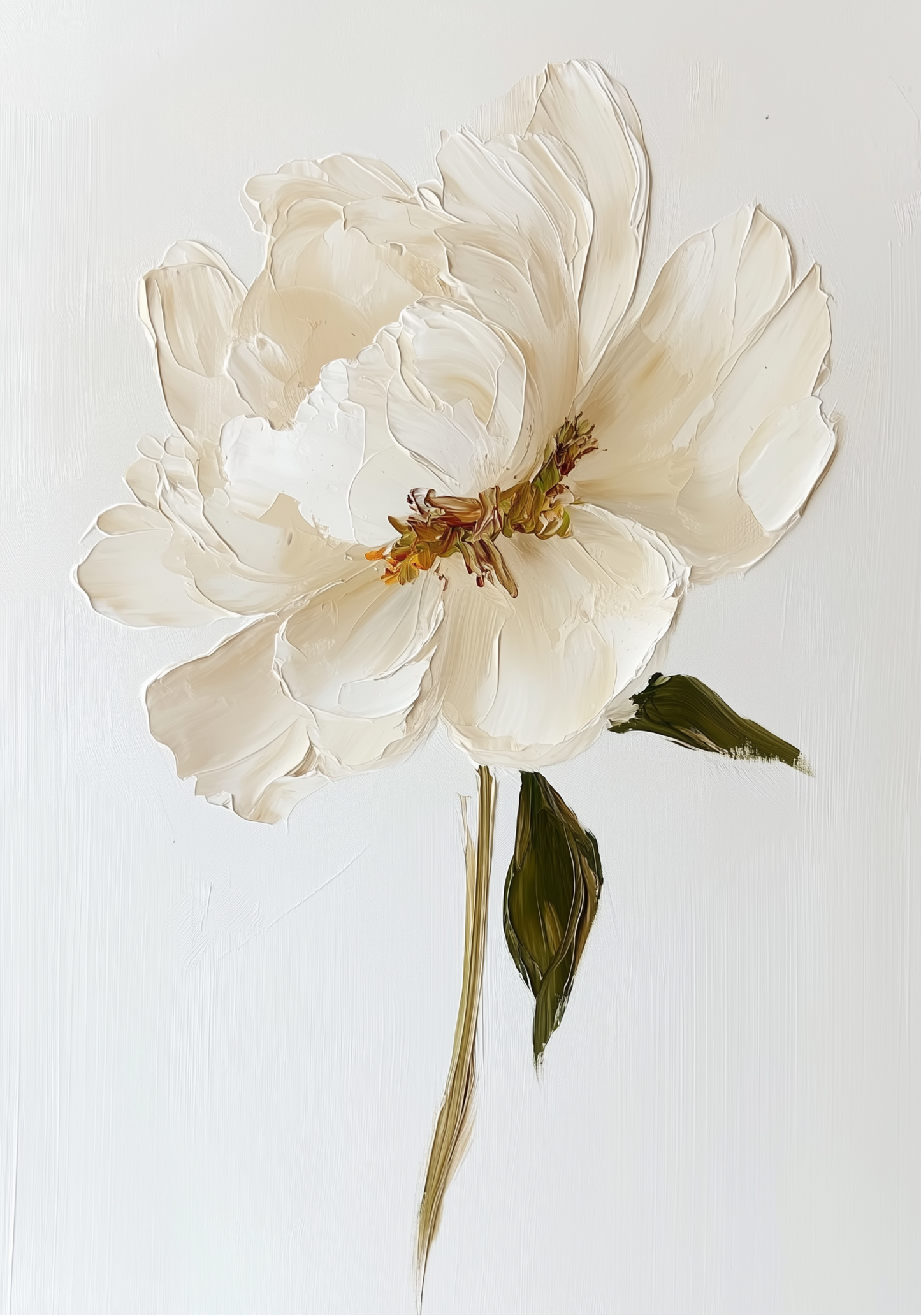 Elegant white floral oil painting Poster