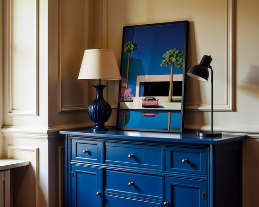 Rose Sportscar Hiroshi Retro Poster