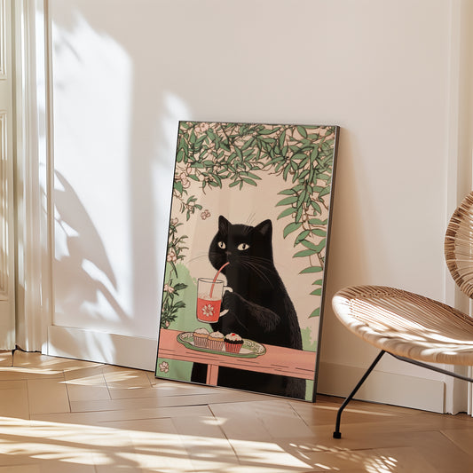 Afternoon Tea Cat Poster