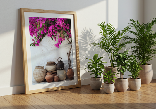 Mediterranean Clay & Bougainvillea Poster