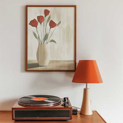 Red Roses In Vase Poster