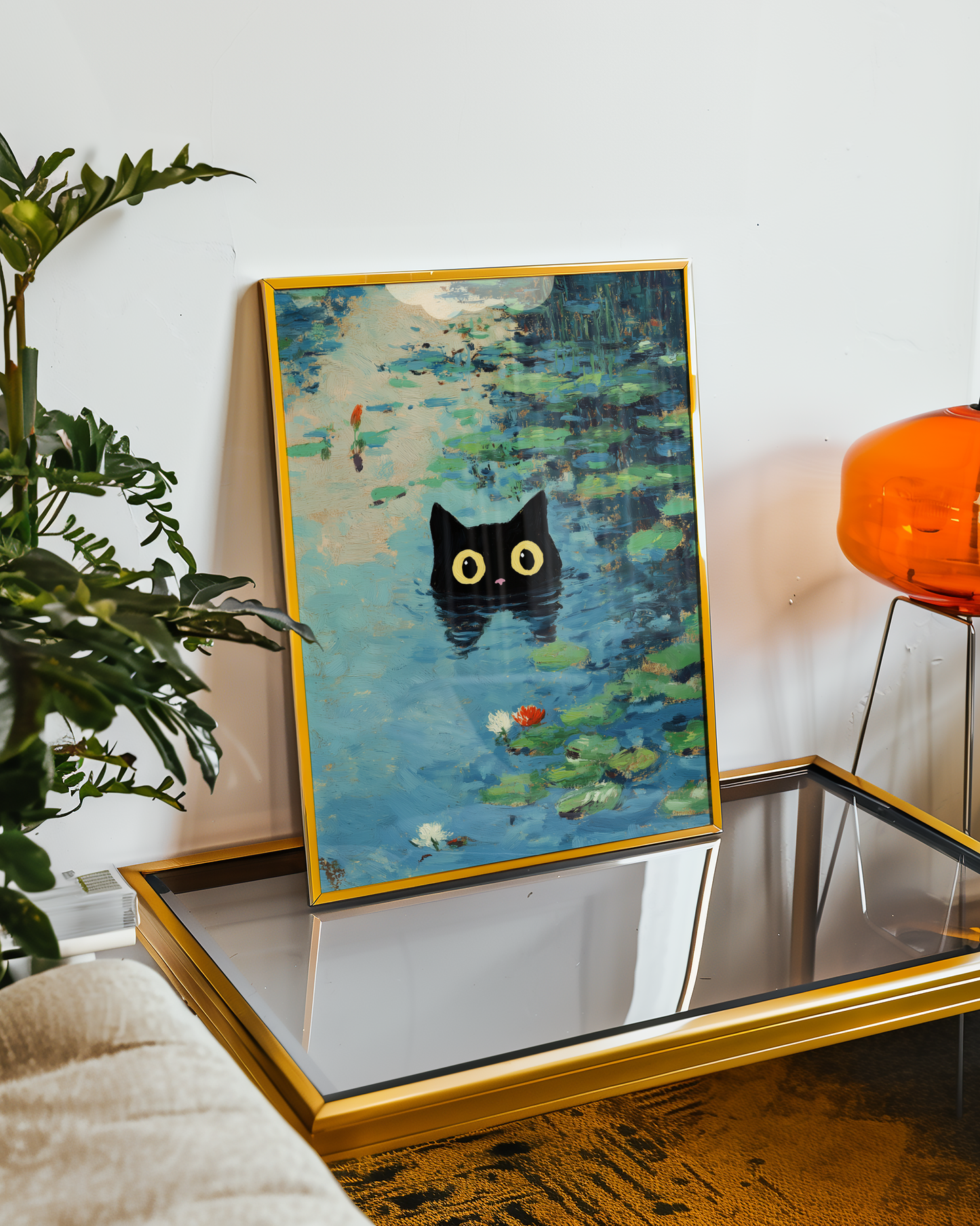 Waterlily Cat Poster