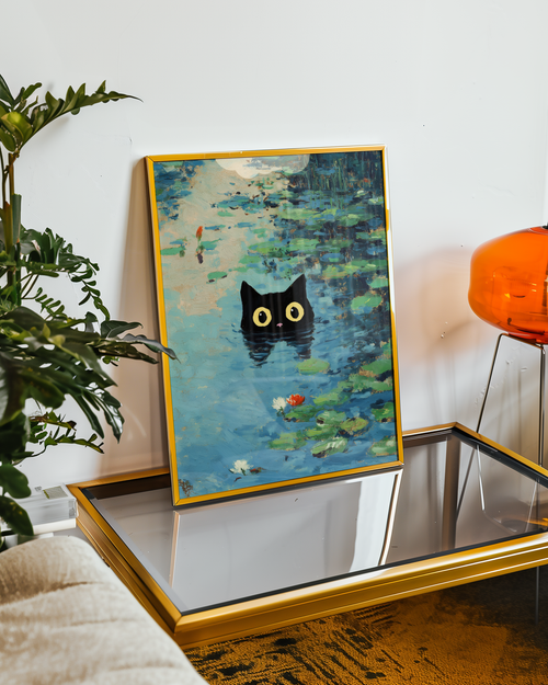 Waterlily Cat Poster