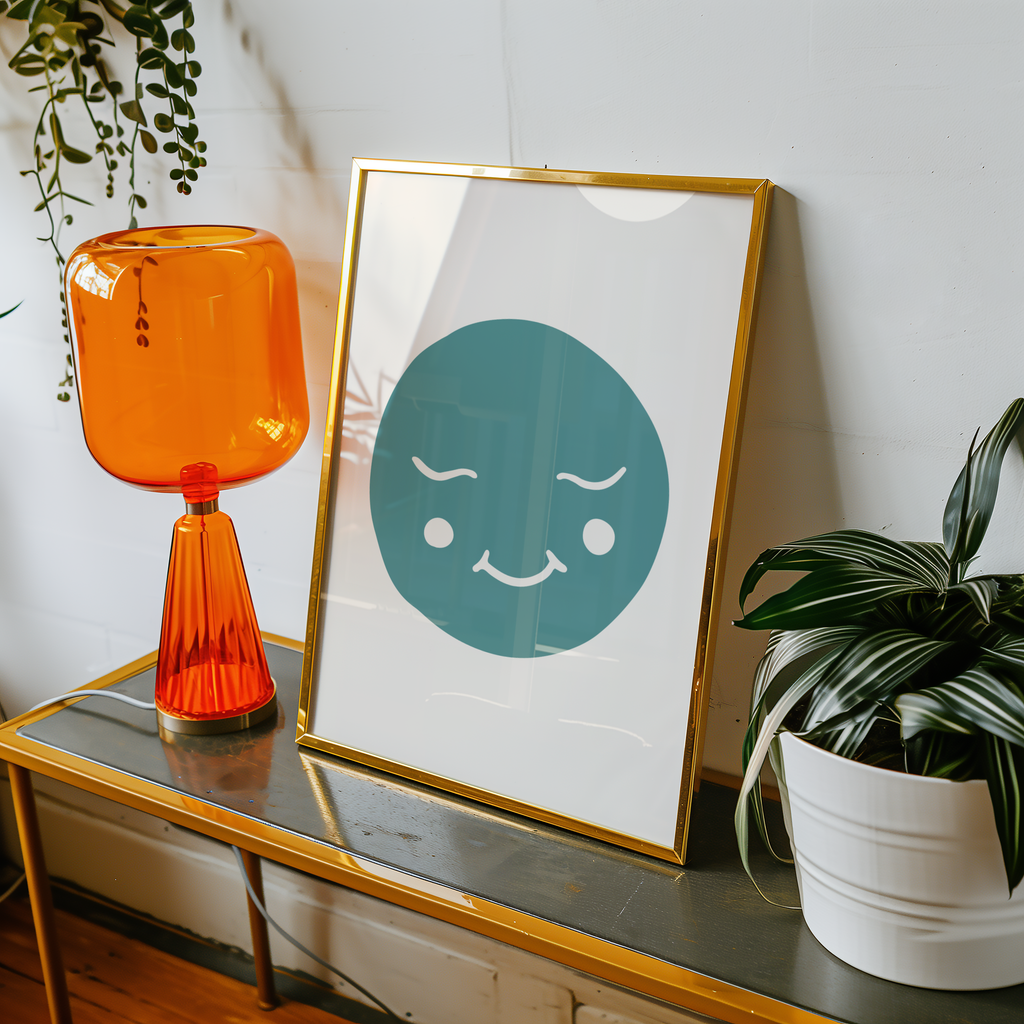 Smiling Moon Face Poster