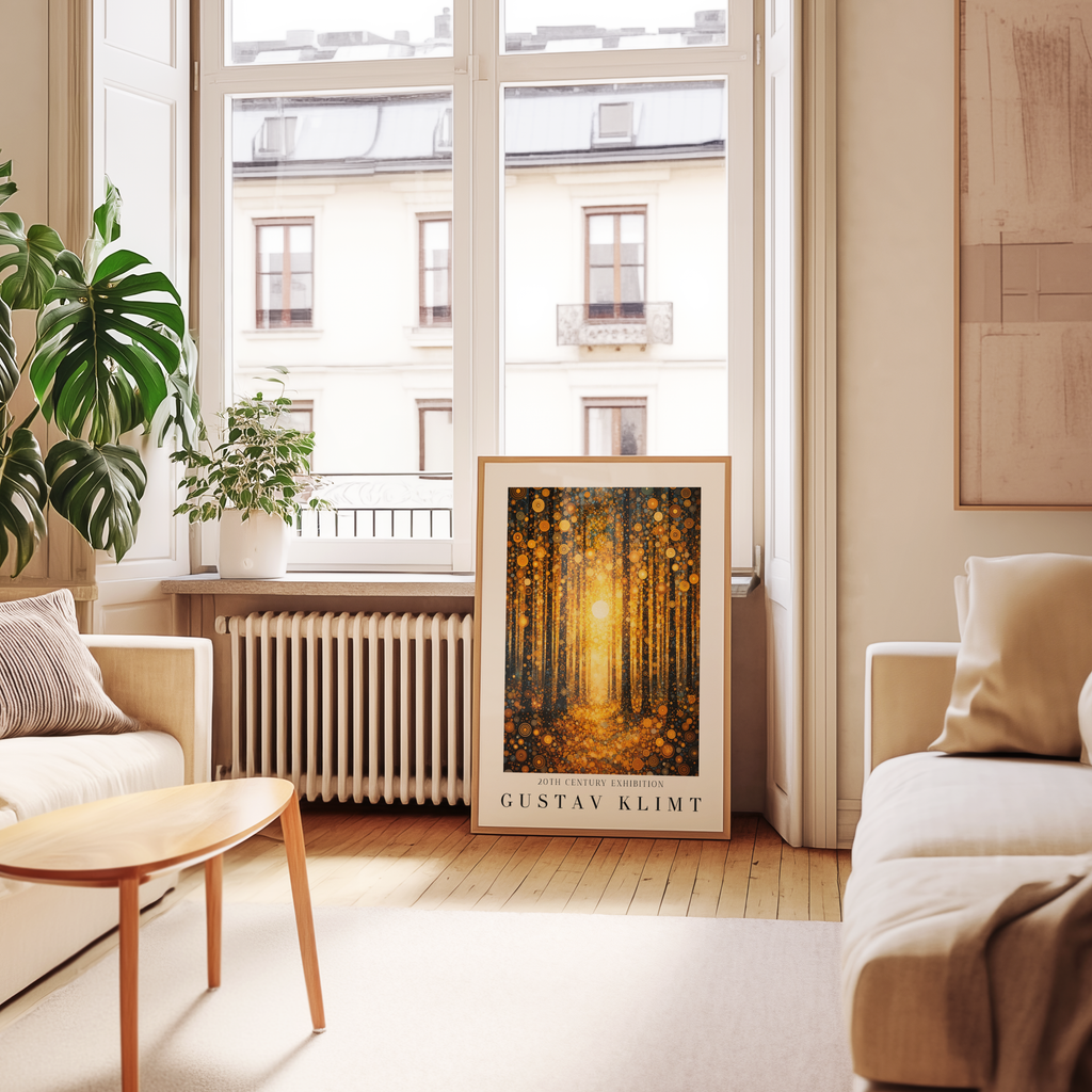 Gustav Klimt Golden Forest Radiance Poster – poster väggdekoration inredning – Affischer hos Bozetto