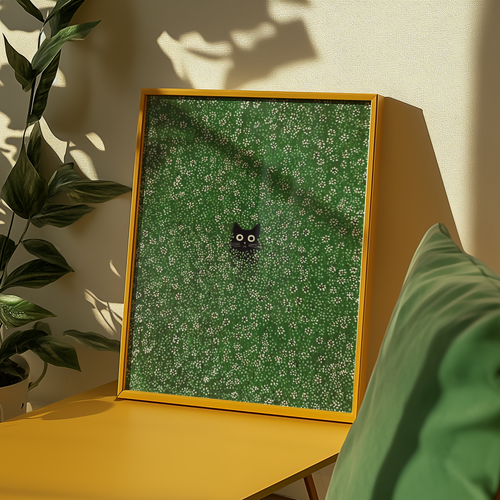 Hidden Meadow Cat Poster