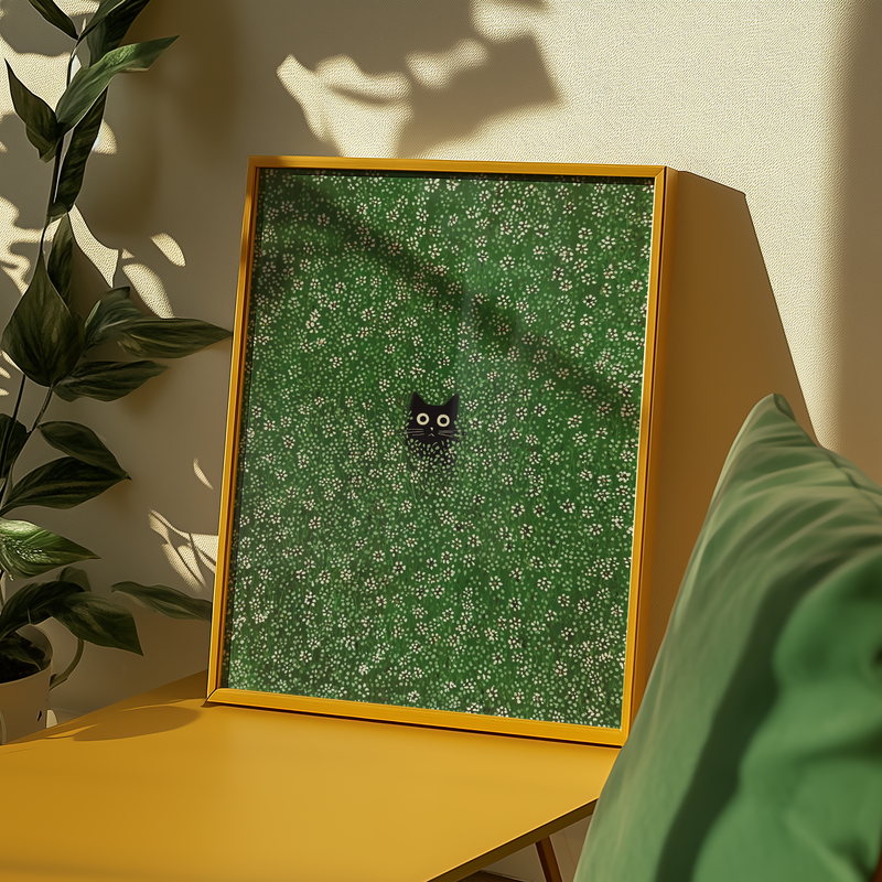 Hidden Meadow Cat Poster