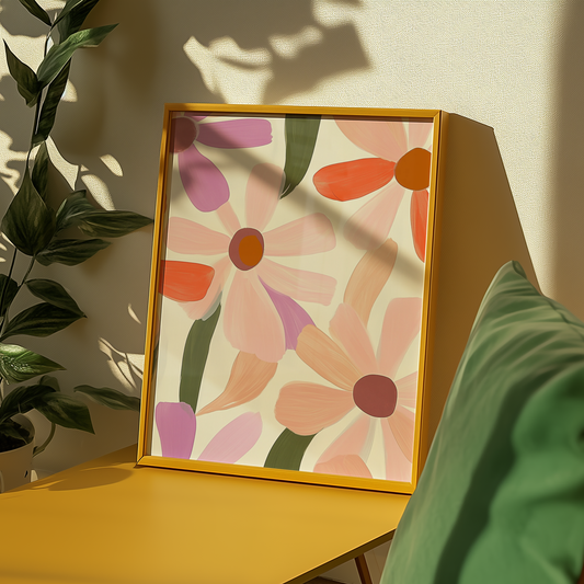 Floral abstract daisy design Poster