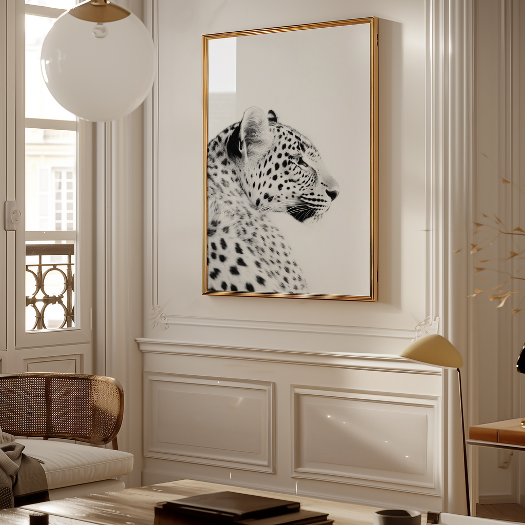 Black and White Leopard Poster