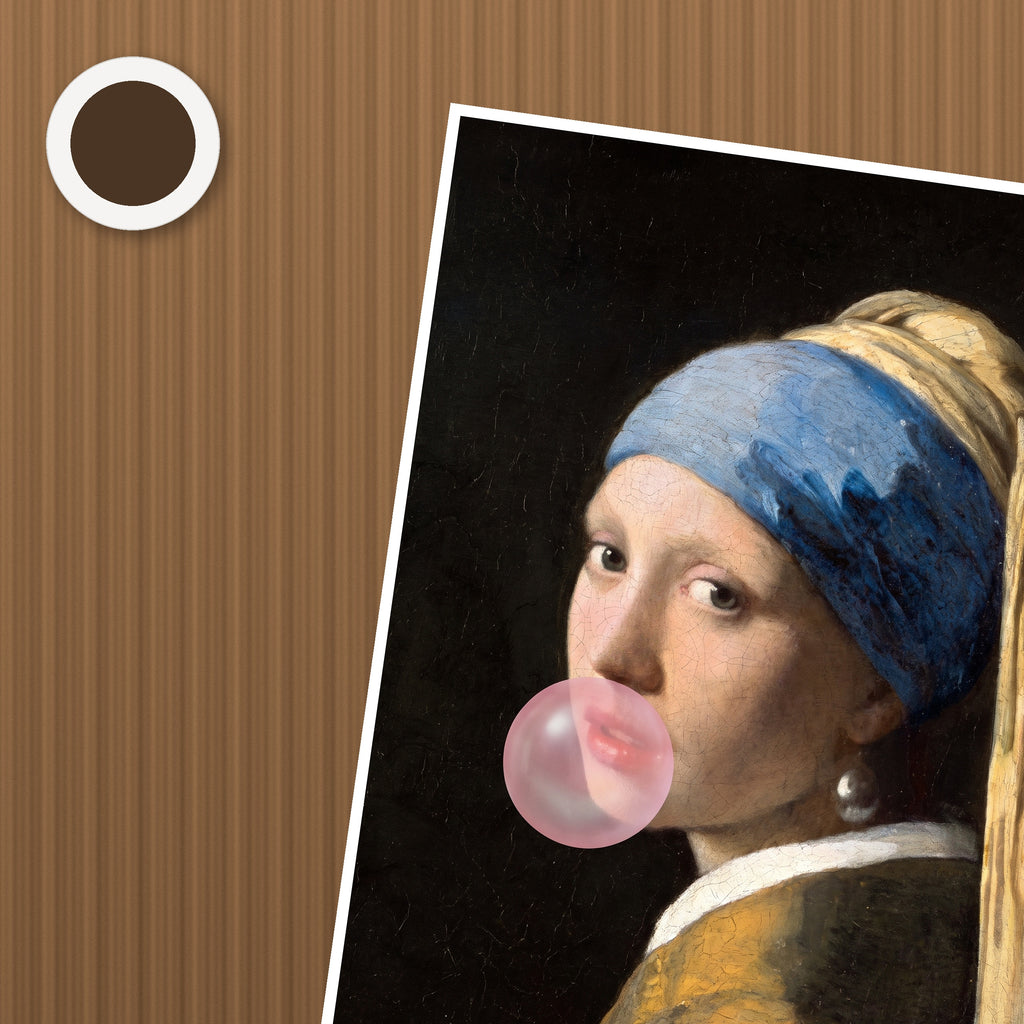 Pearl Earring Bubblegum Poster – närbild på papper