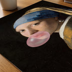 Pearl Earring Bubblegum Poster – närbild på papper