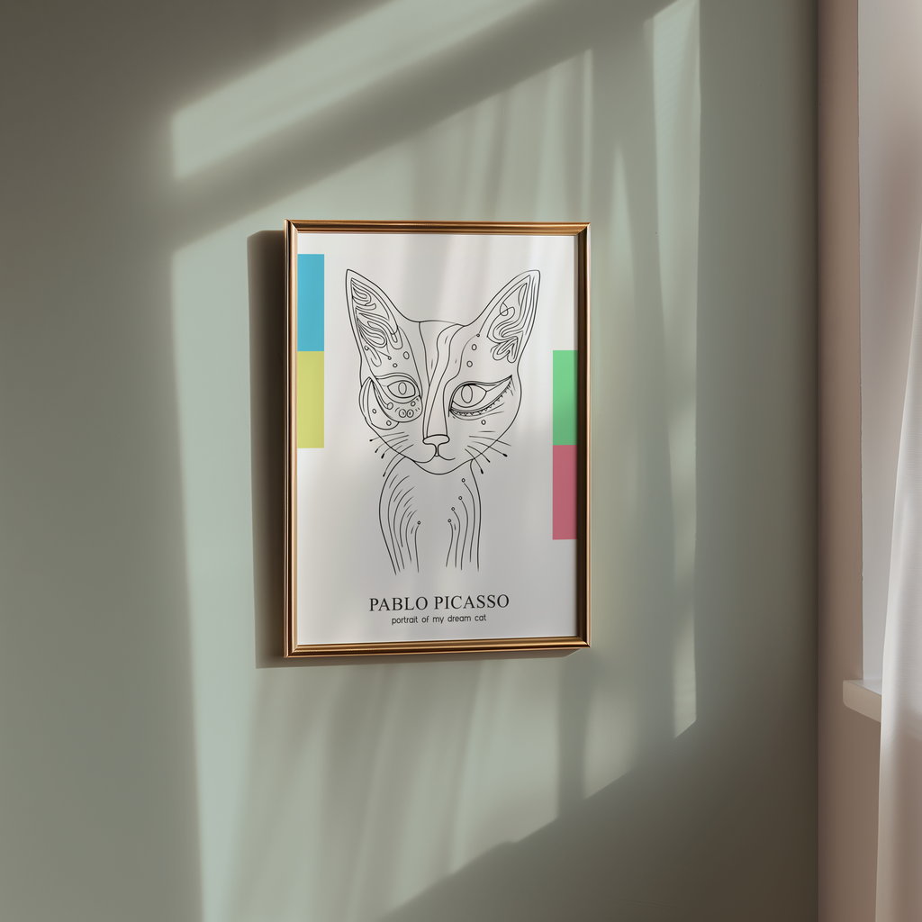 Picasso Abstract Cat Portrait Poster
