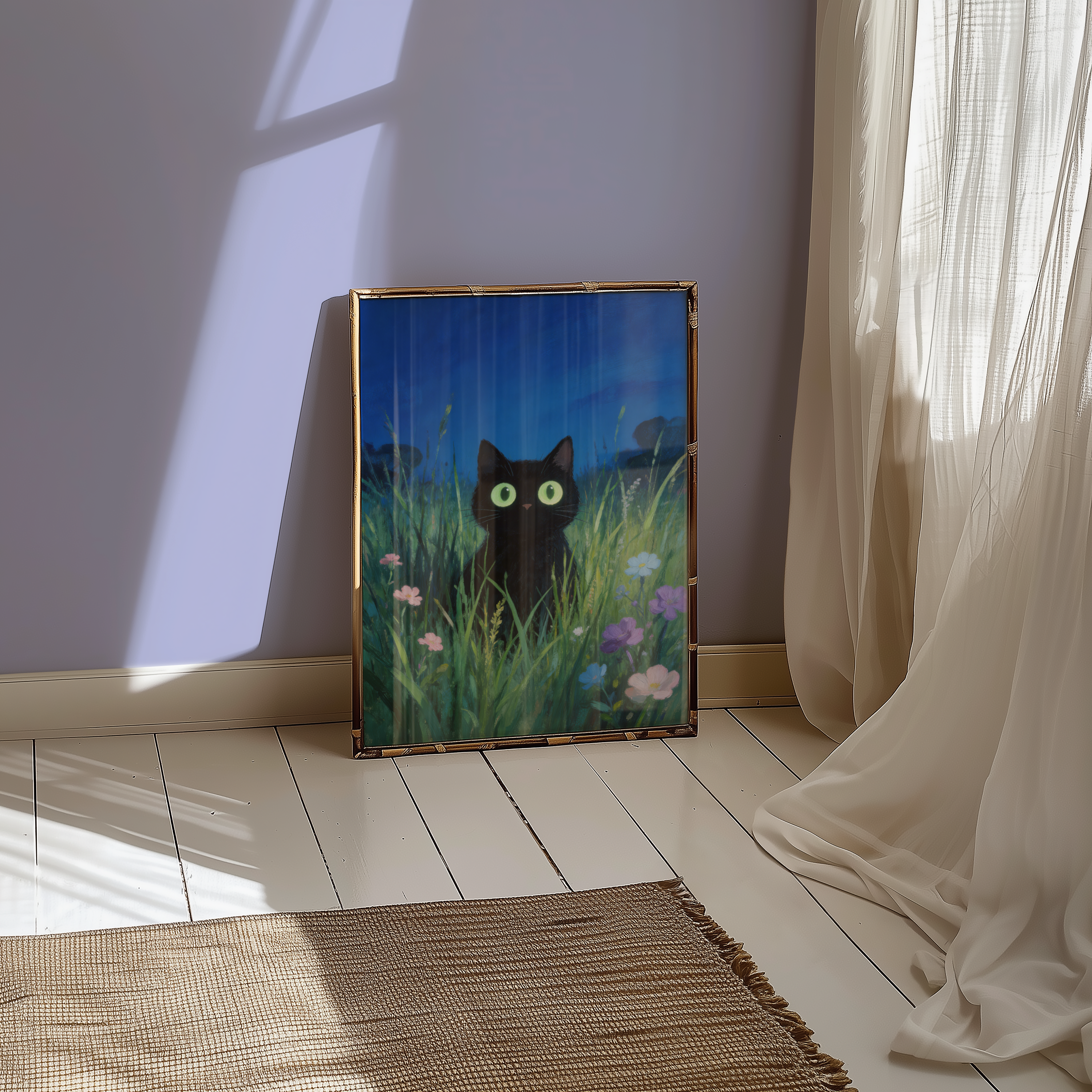 Verdant Night Cat Poster – poster på vägg inredning