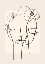 Floral Line Faces Poster