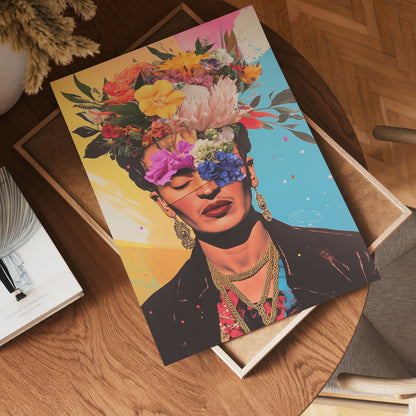 Floral Frida Kahlo Portrait Poster