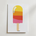 The no-9 poster showcases a minimalist design of a colorful popsicle with yellow, orange, and pink layers on a wooden stick, displayed against a plain white background.