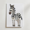 No-9 is a framed illustration featuring a cute zebra with black and white stripes, large ears, and a friendly expression, standing against a white background.