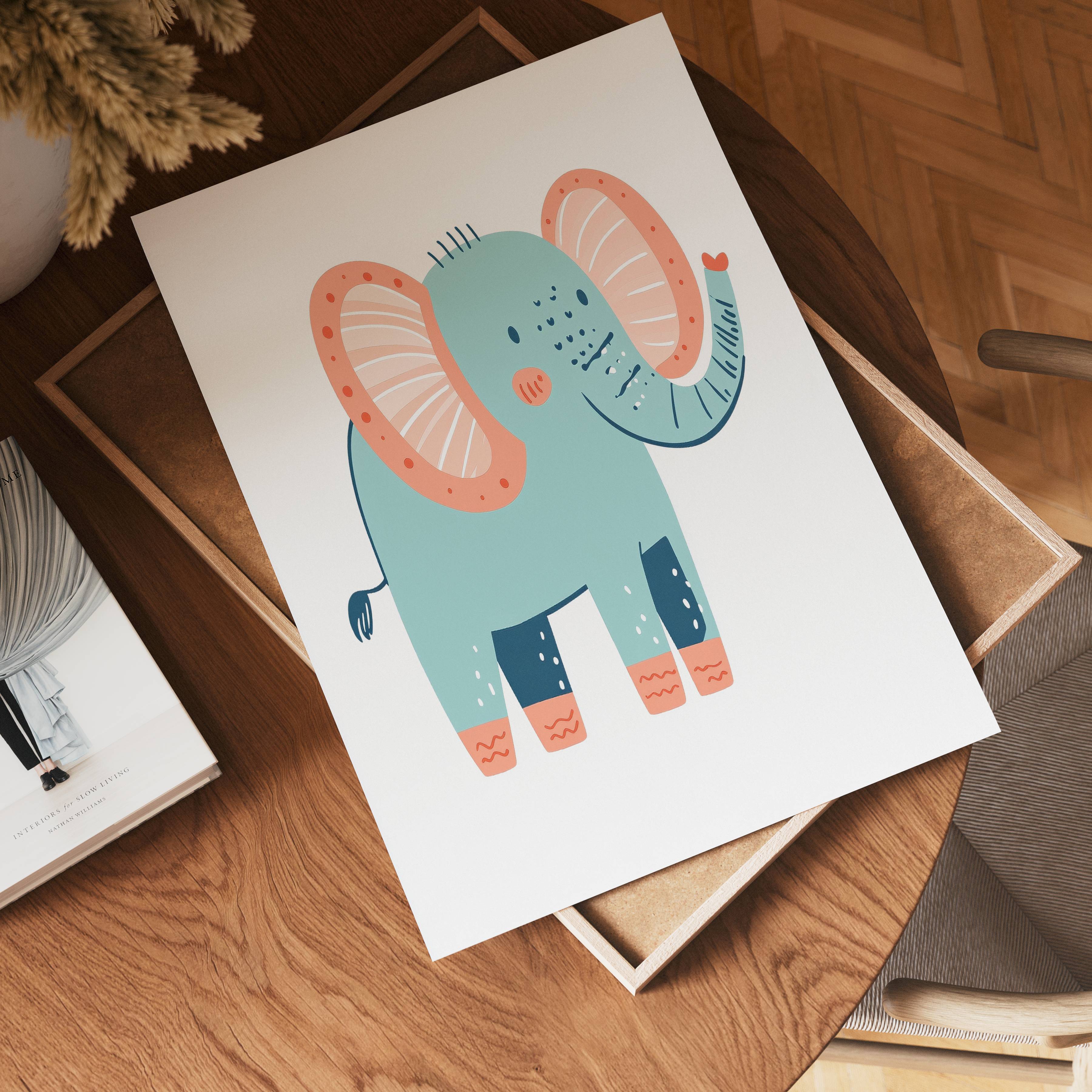 Peachy Elephant Poster