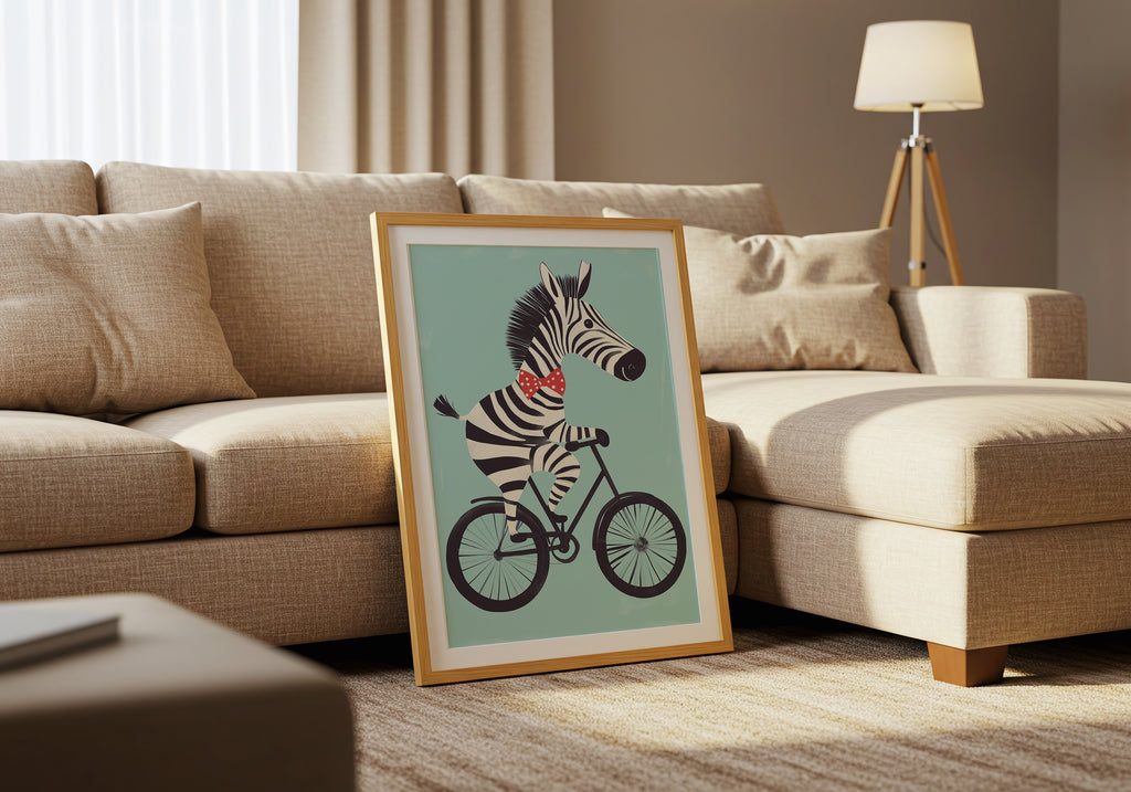 Zebra on a Bike Poster