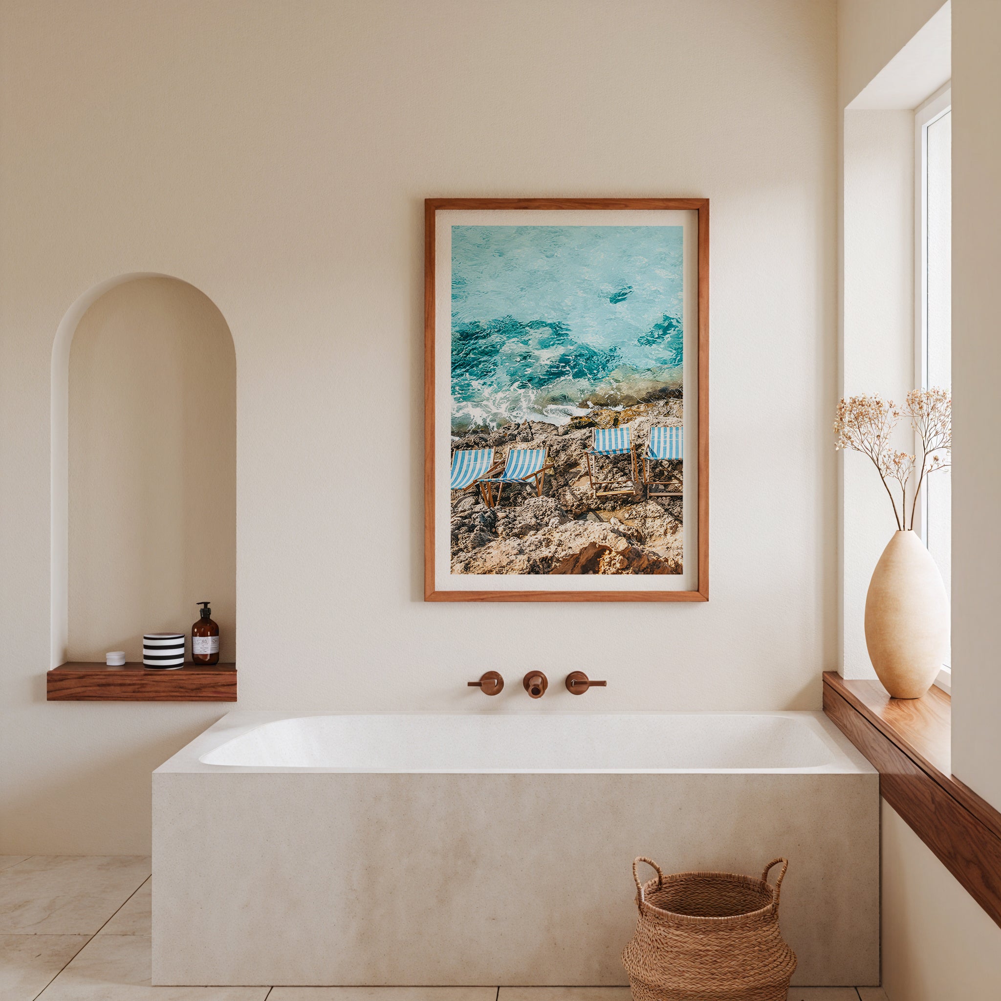 Coastal Striped Chairs Poster