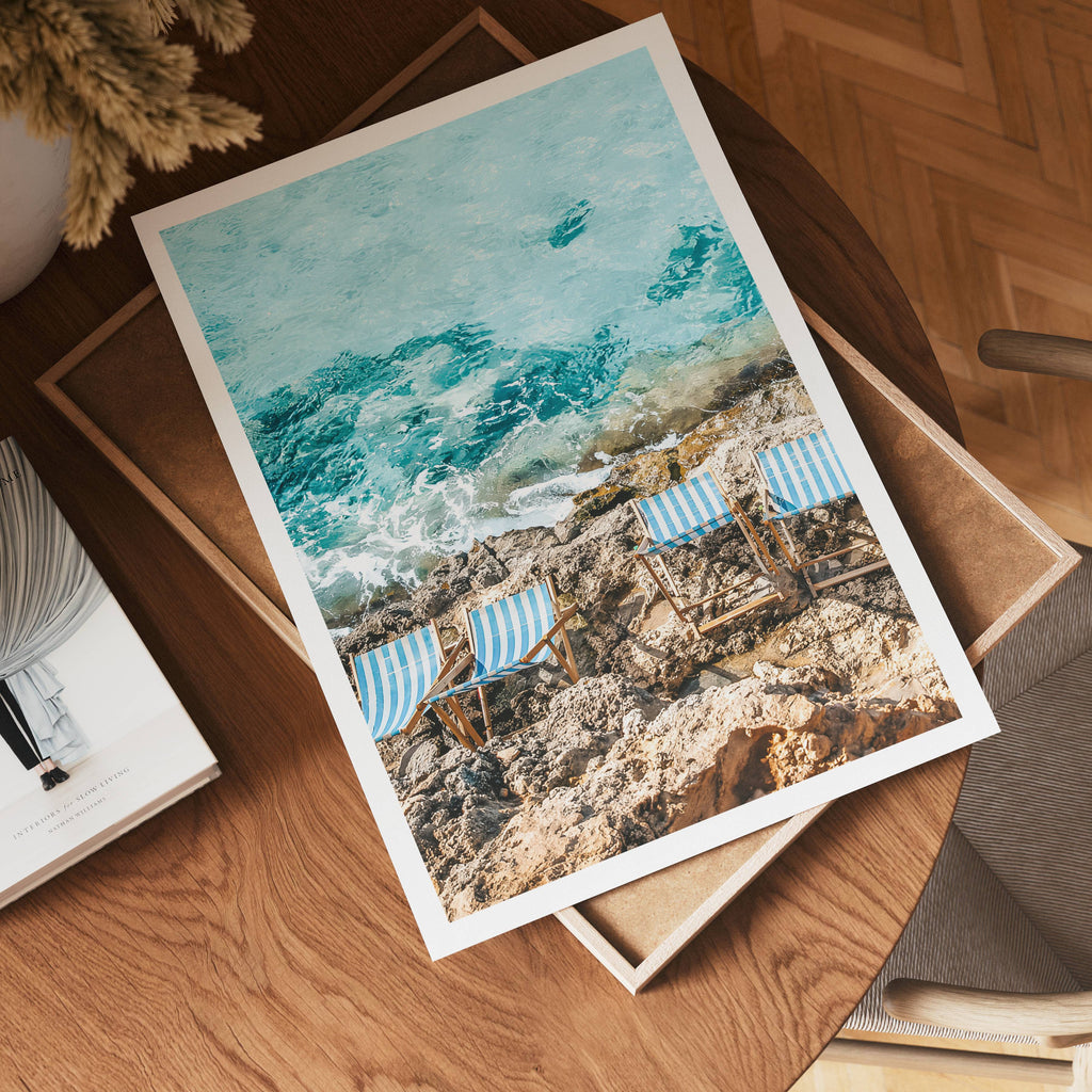 Coastal Striped Chairs Poster