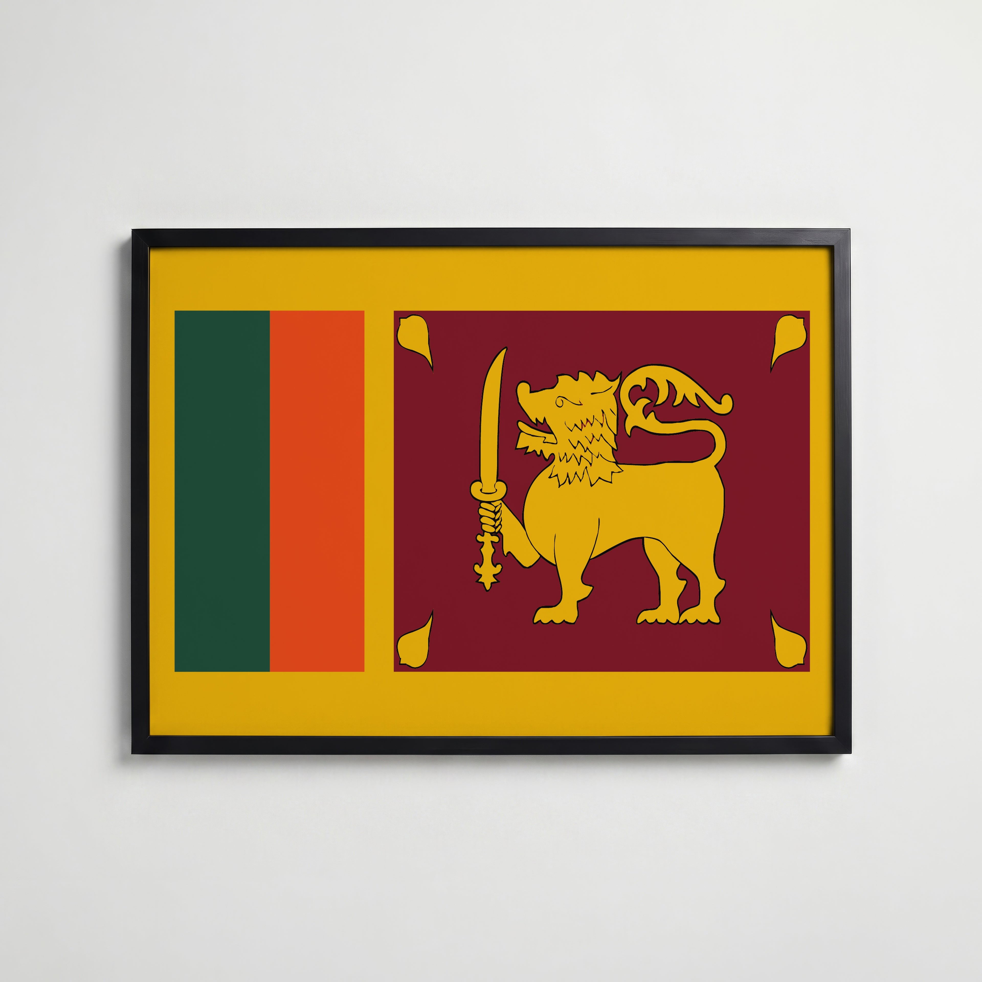 Sri Lanka National Flag Poster i svart ram – stilren konsttryck som väggdekor från Bozetto