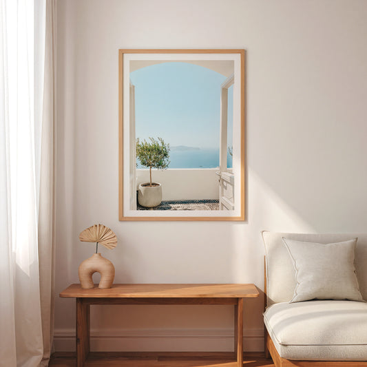 Santorini Balcony Calm Poster