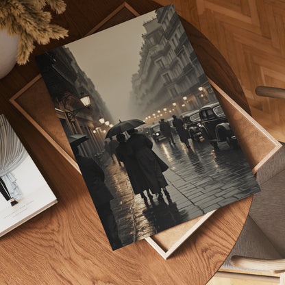 Rainy Parisian Stroll Poster