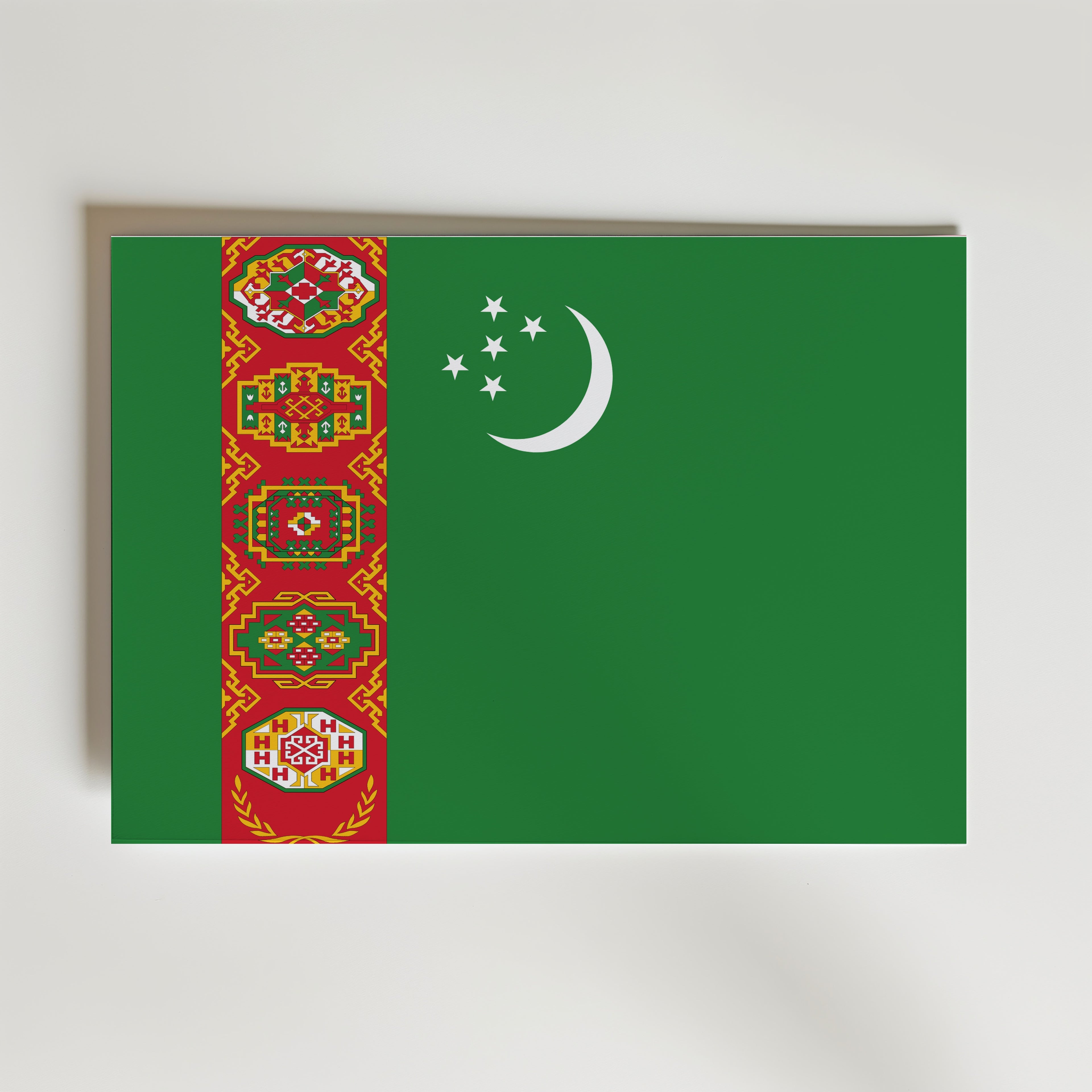 Turkmenistan National Flag Poster – modern konst och stilren konsttryck för hemmet hos Bozetto