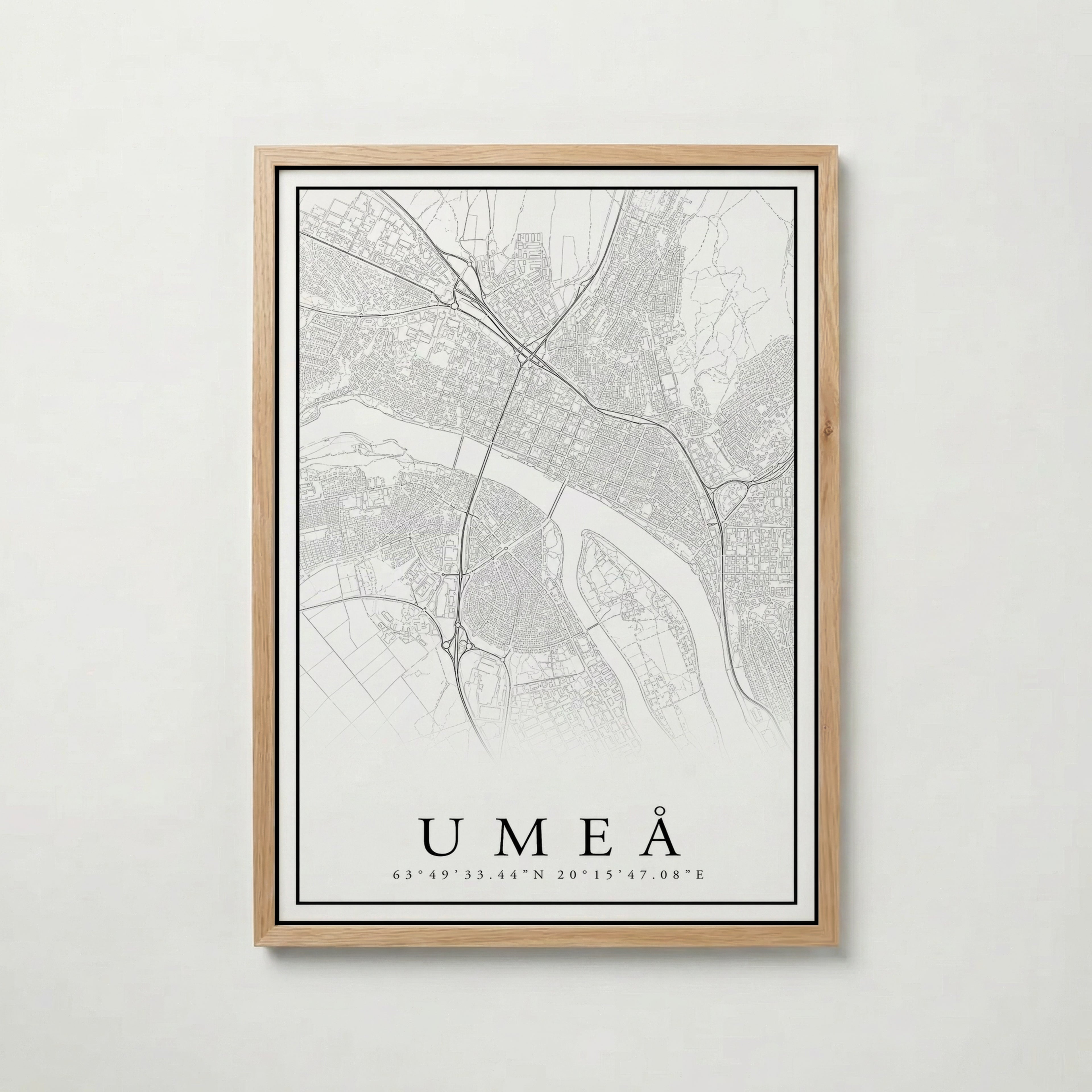 Umeå Karta poster i flera storlekar – jämför mått och välj rätt hos Bozetto i hög tryckkvalitet