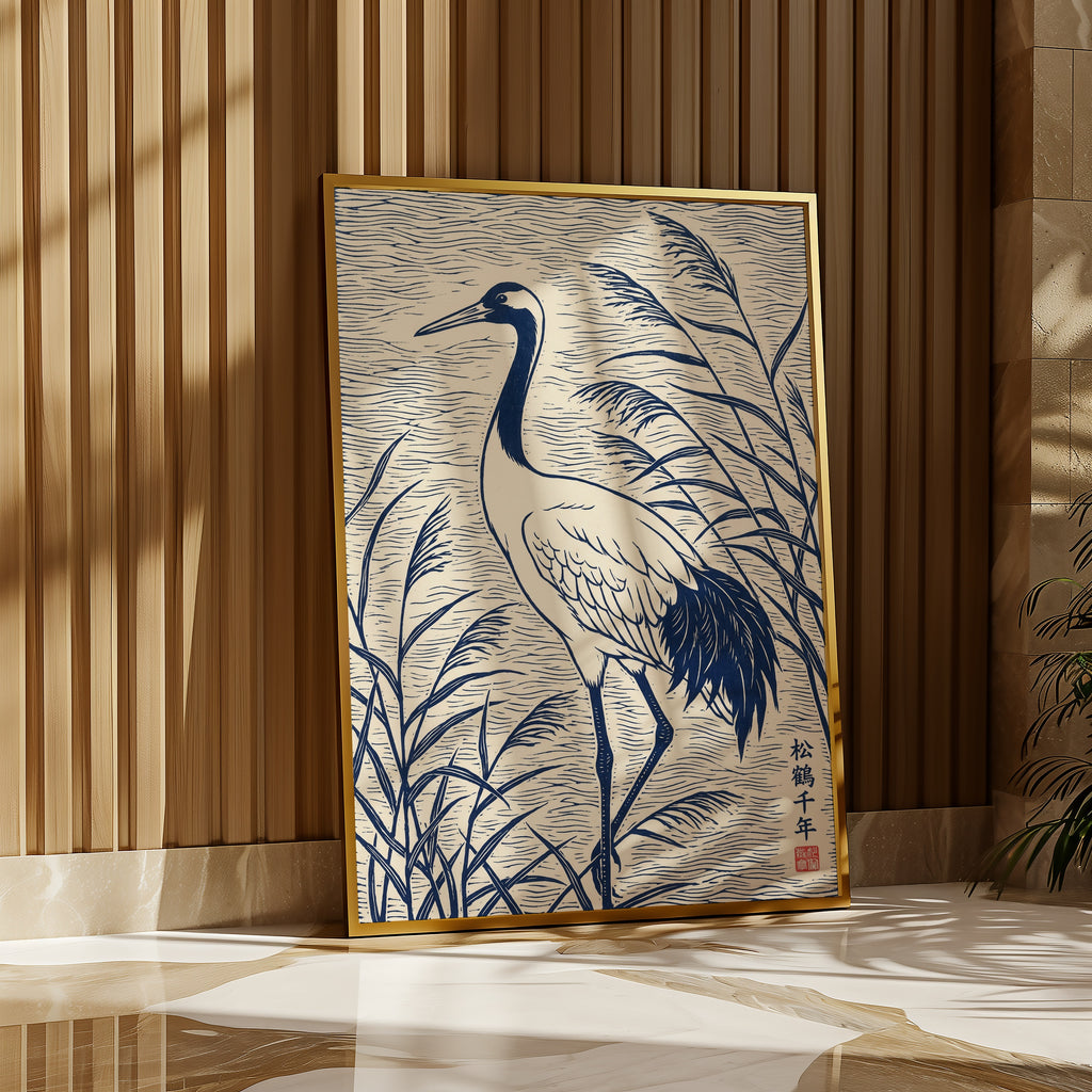 Blue Crane Linocut Poster – i rum 3