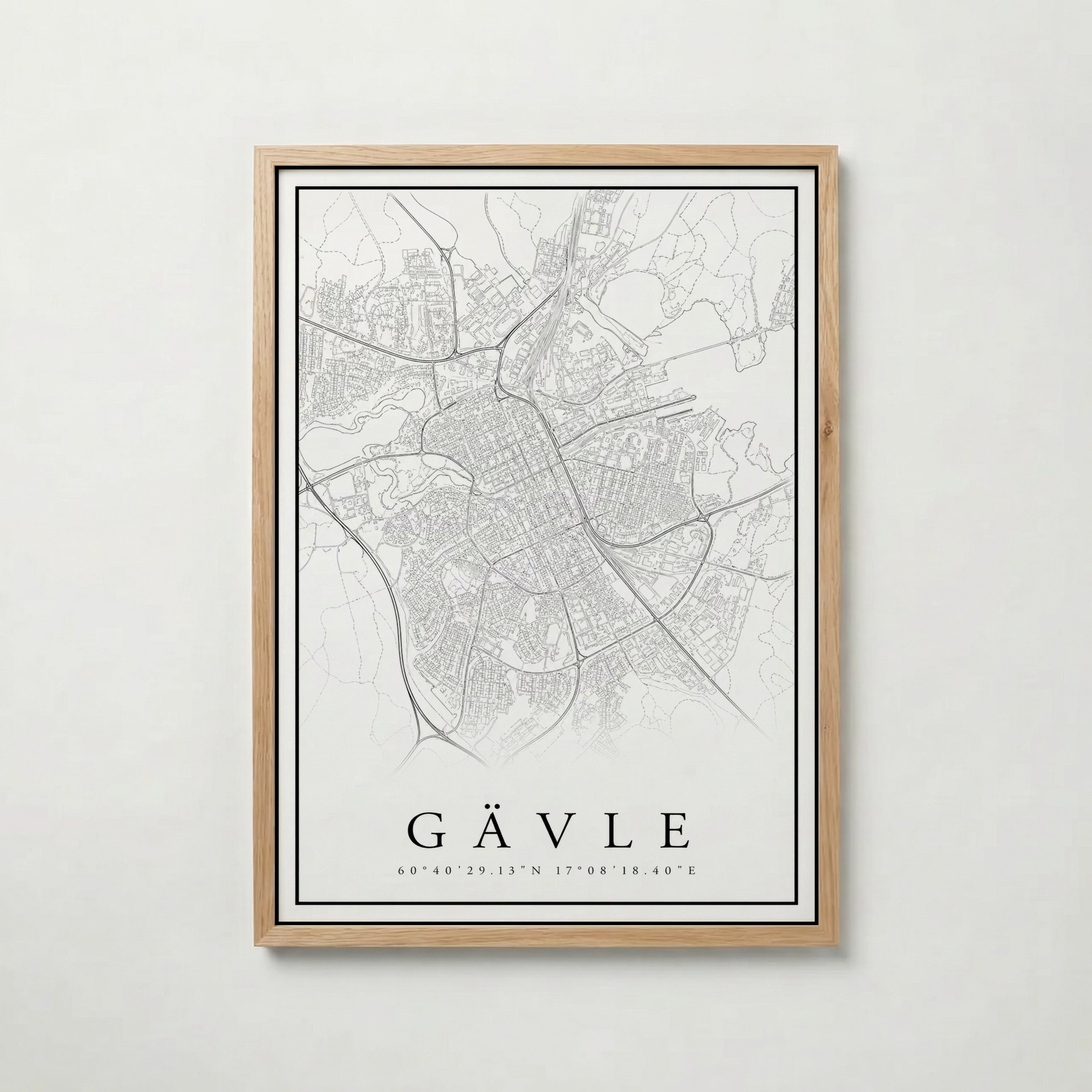Gävle Karta poster i flera storlekar – jämför mått och välj rätt hos Bozetto i hög tryckkvalitet