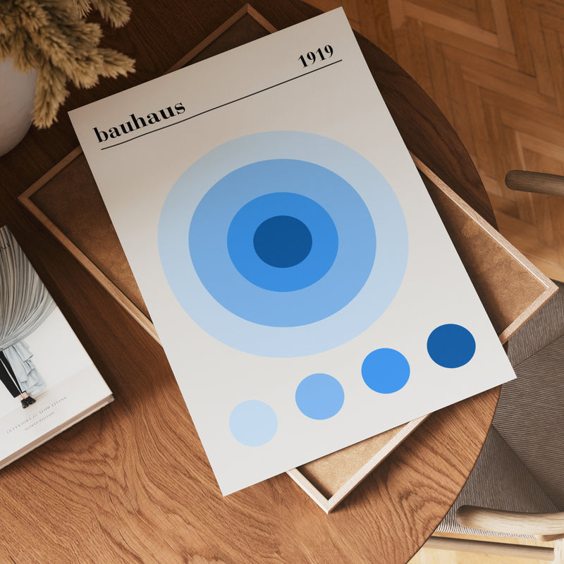 Bauhaus Blue Circles Poster