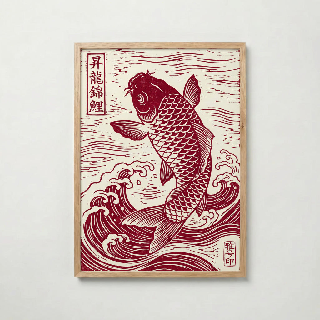 Red Koi Linocut Poster – ekram