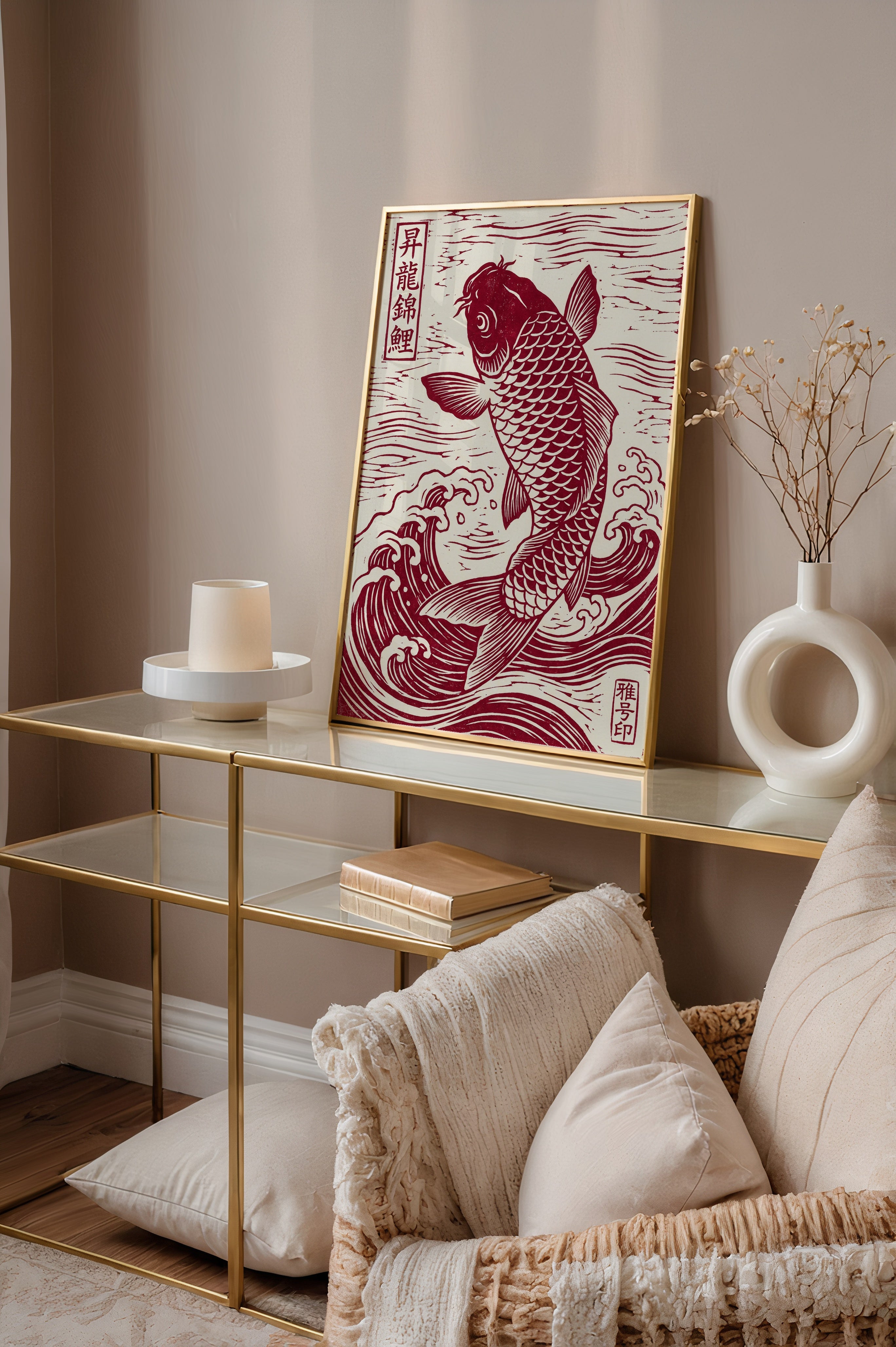 Red Koi Linocut Poster – i rum 3