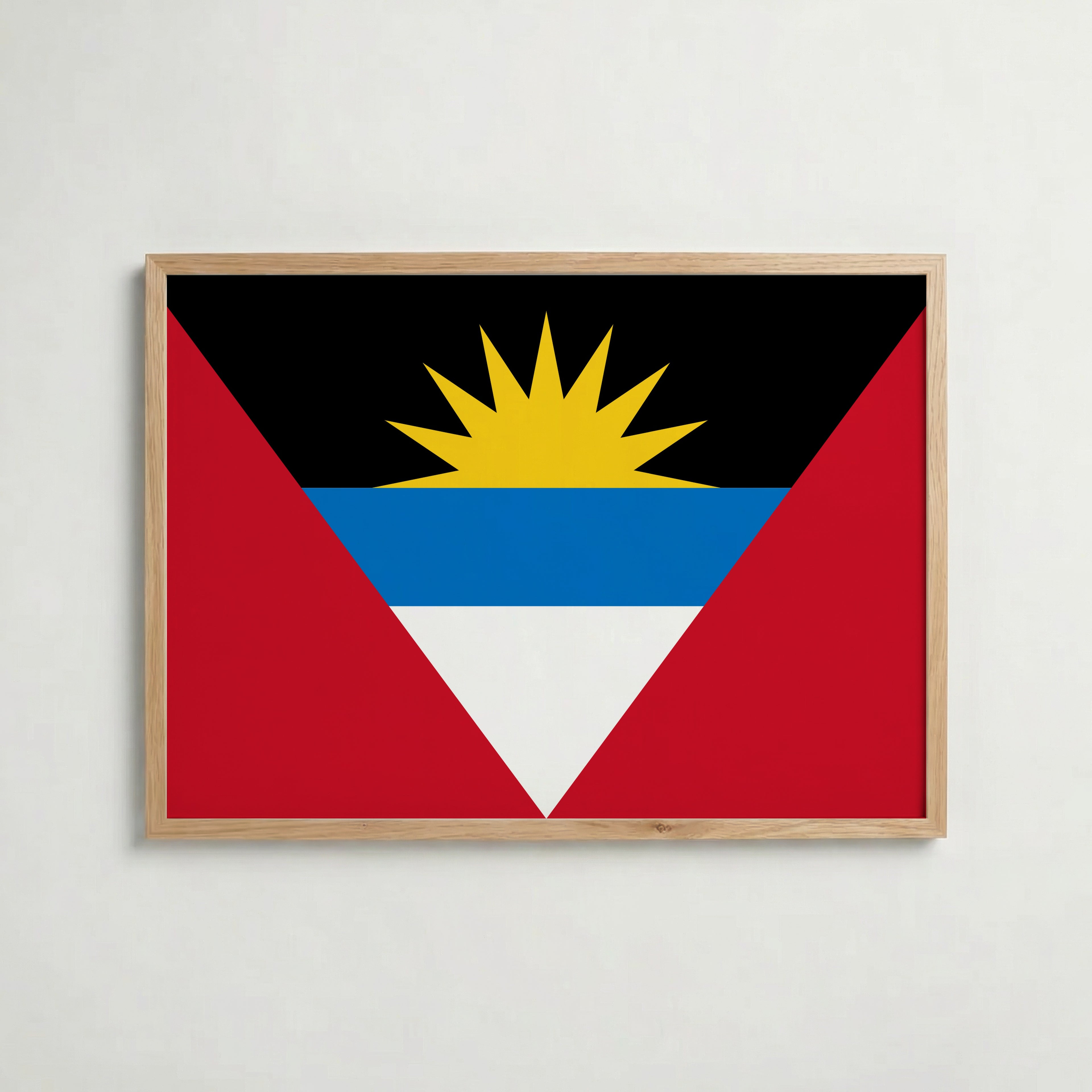 Antigua and Barbuda National Flag Poster i ekram – inramad konsttryck för stilren inredning hos Bozetto