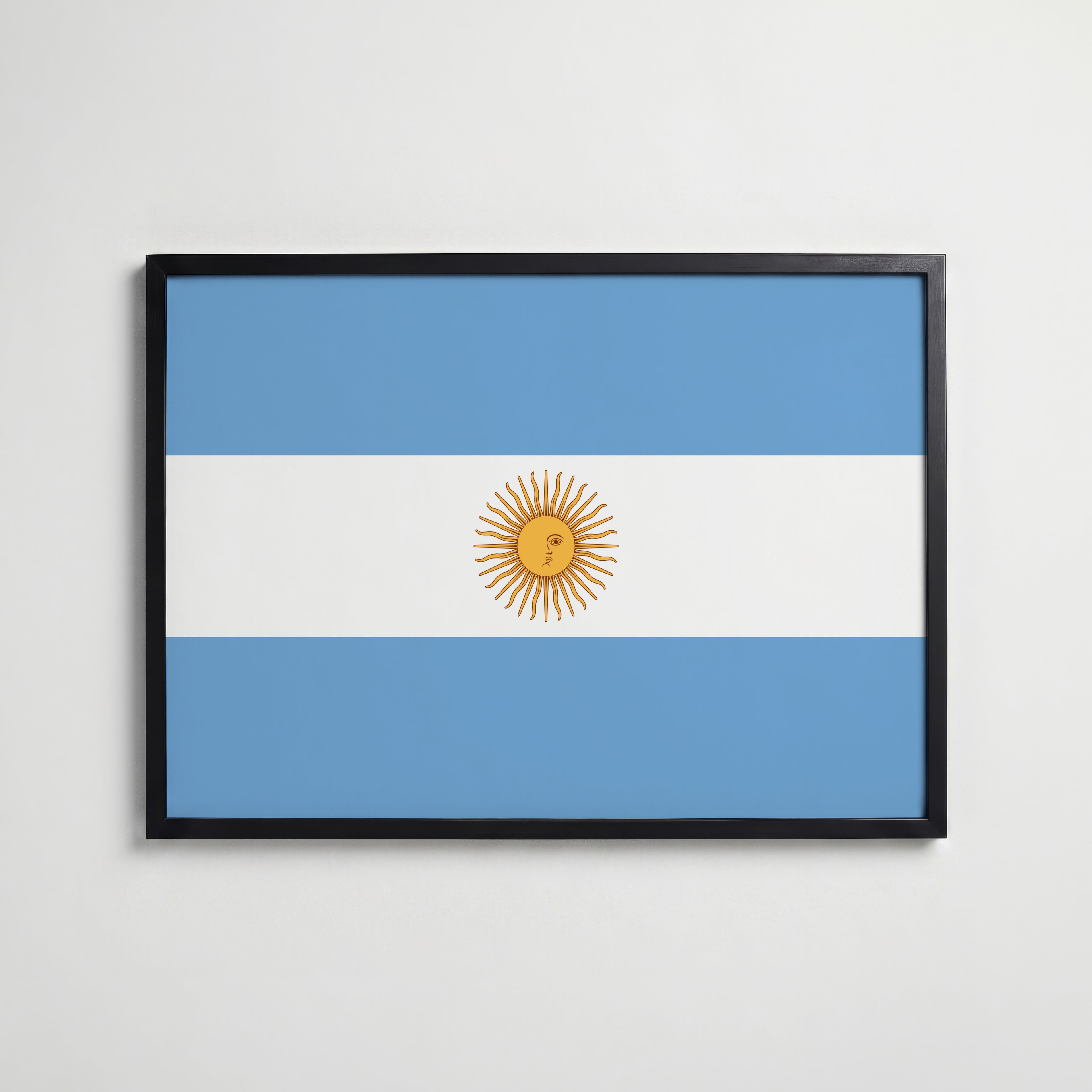 Argentina National Flag Poster i svart ram – stilren konsttryck som väggdekor från Bozetto