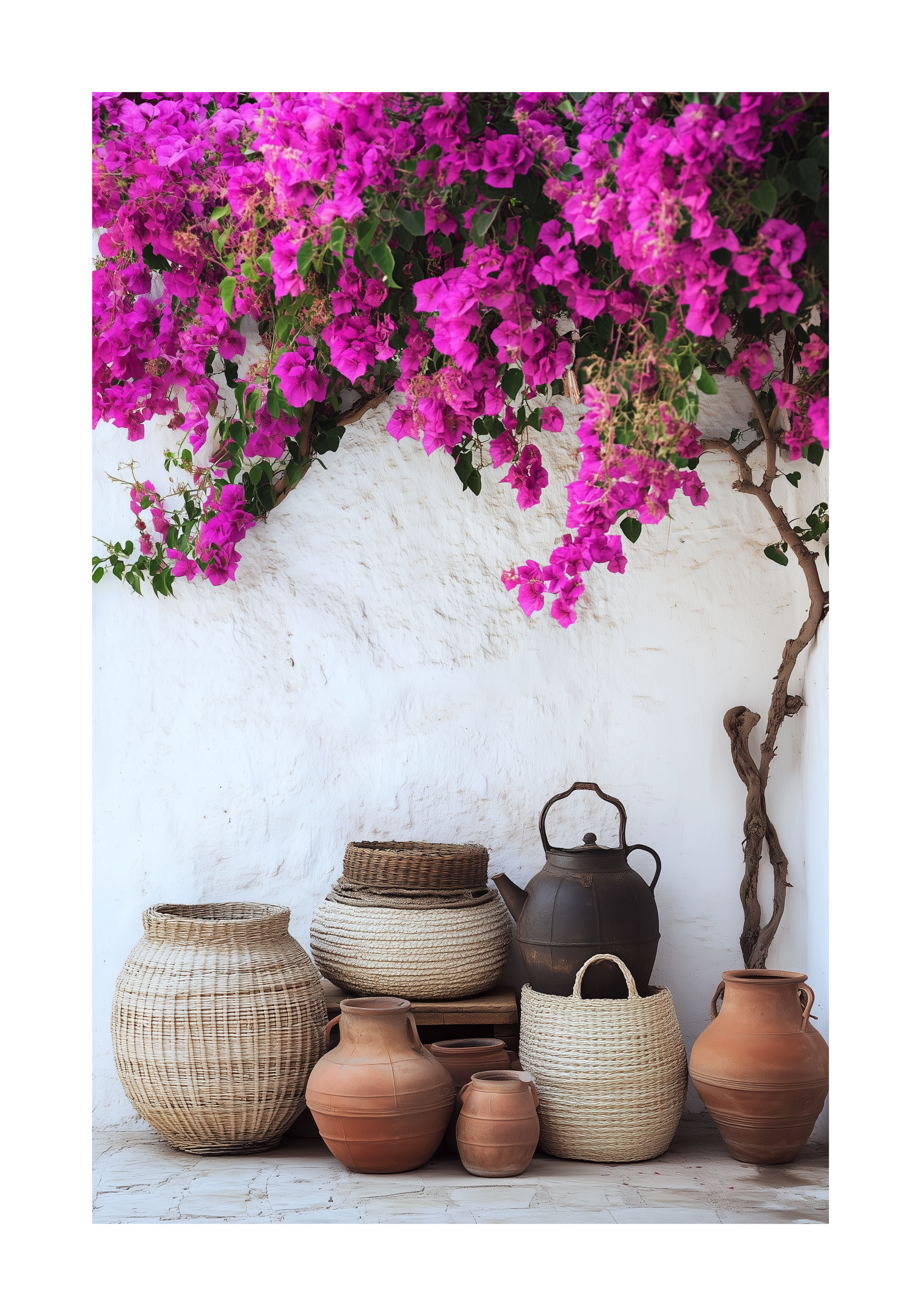 Mediterranean Clay & Bougainvillea Poster