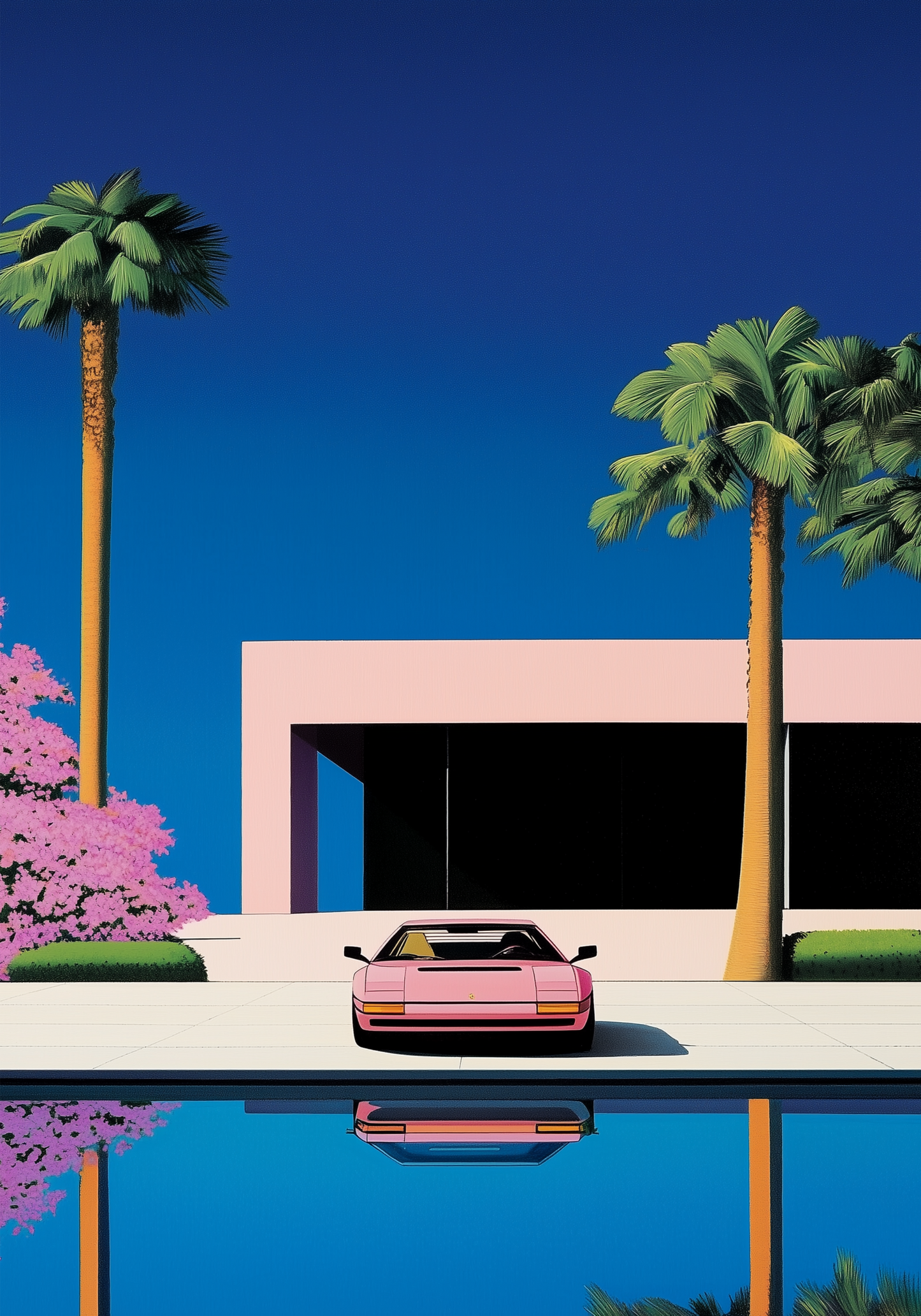 Rose Sportscar Hiroshi Retro Poster