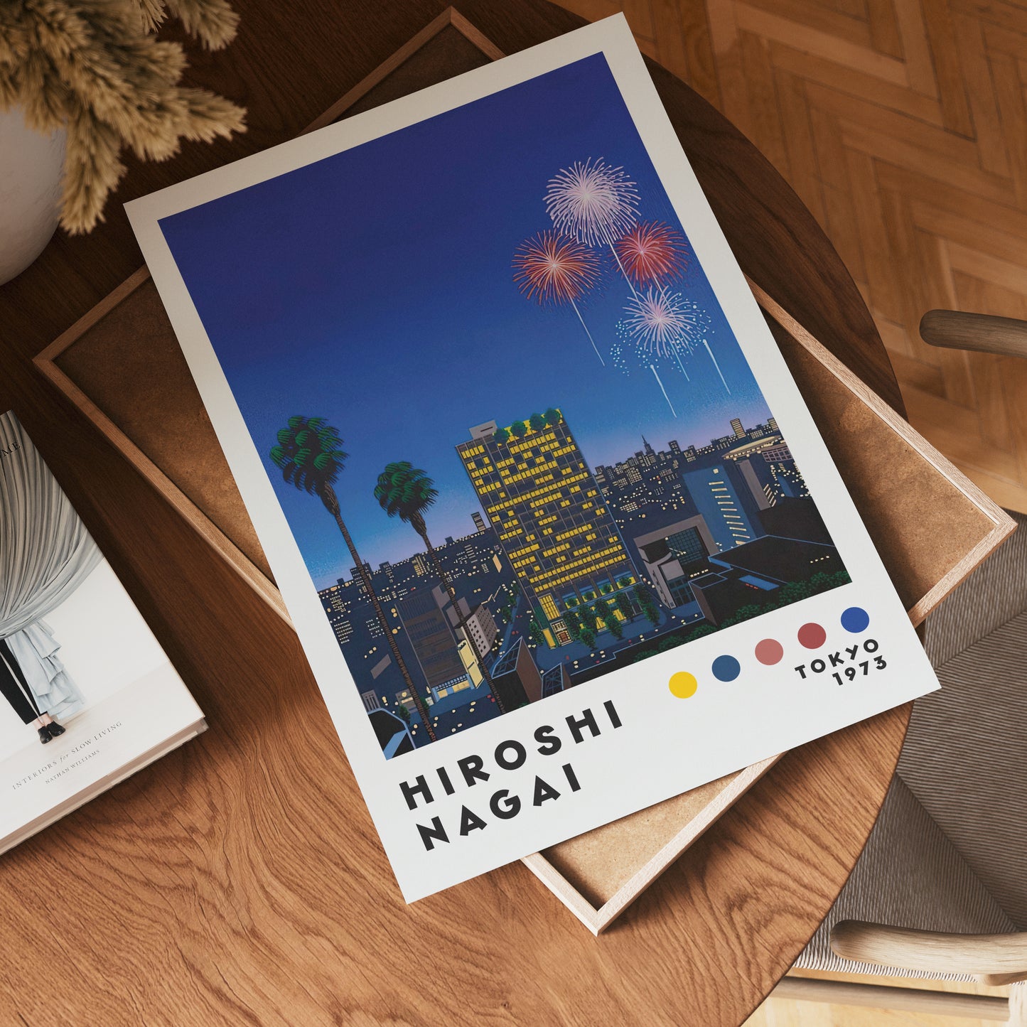 Hiroshi Nagai Fireworks Over City Poster