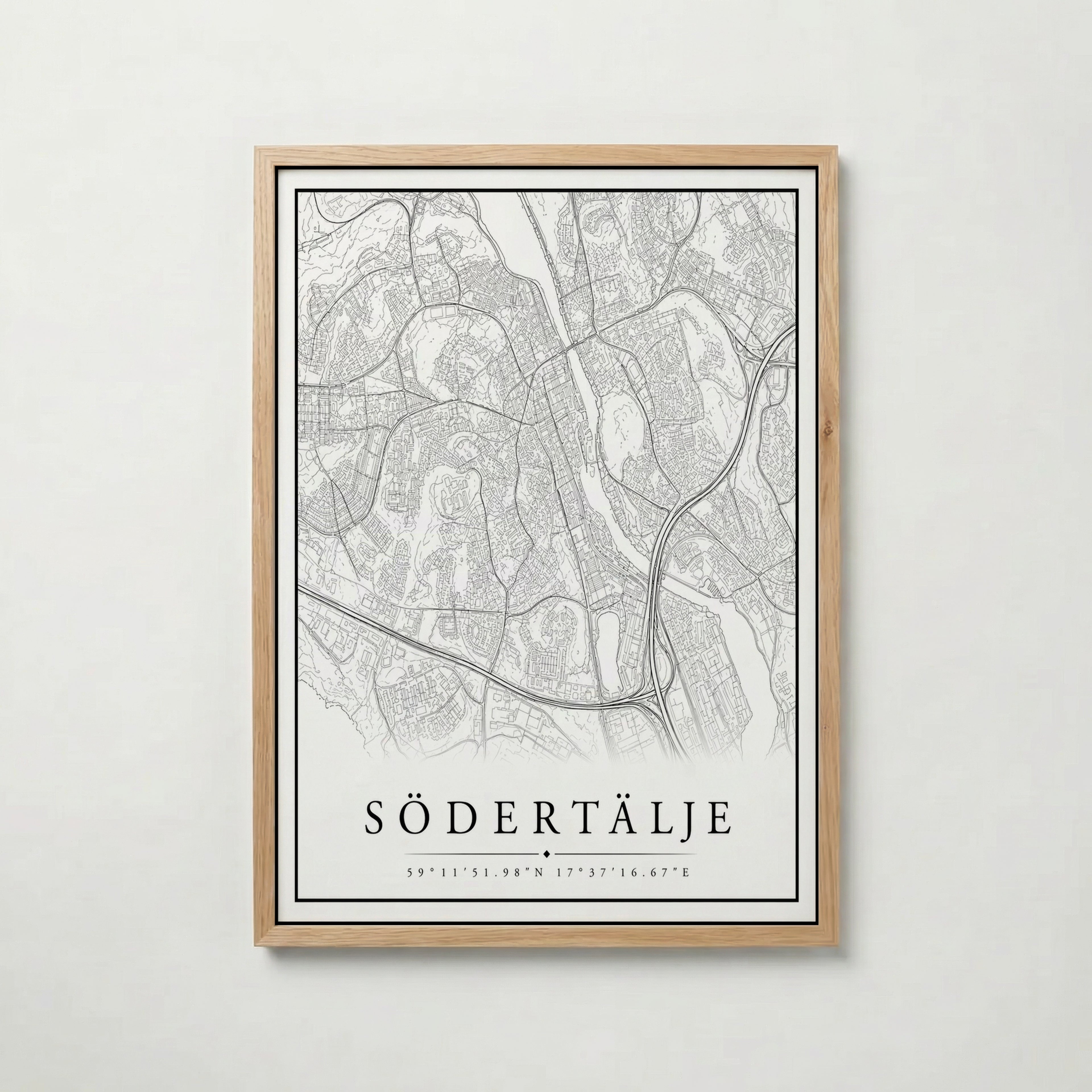 Södertälje Karta poster i olika storlekar – köp enkelt hos Bozetto i hög kvalitet