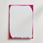 Hidden Meaning Poster av Bozetto har en vit duk med en djärv, ojämn magentakant och "NOTHING TO SEE" handskrivet med blå versaler längst ner, vilket gör att mitten är avsiktligt tom för att inbjuda till reflektion.