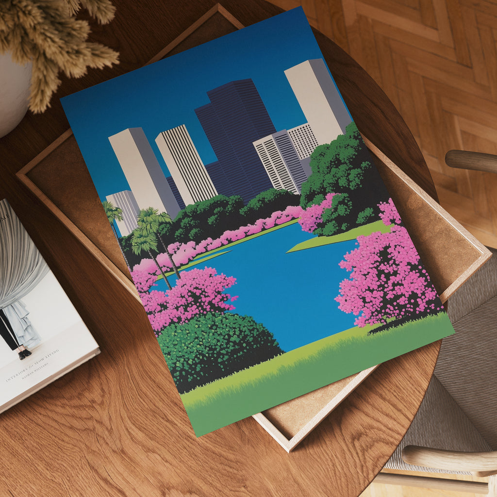City Park Illustration Hiroshi Poster