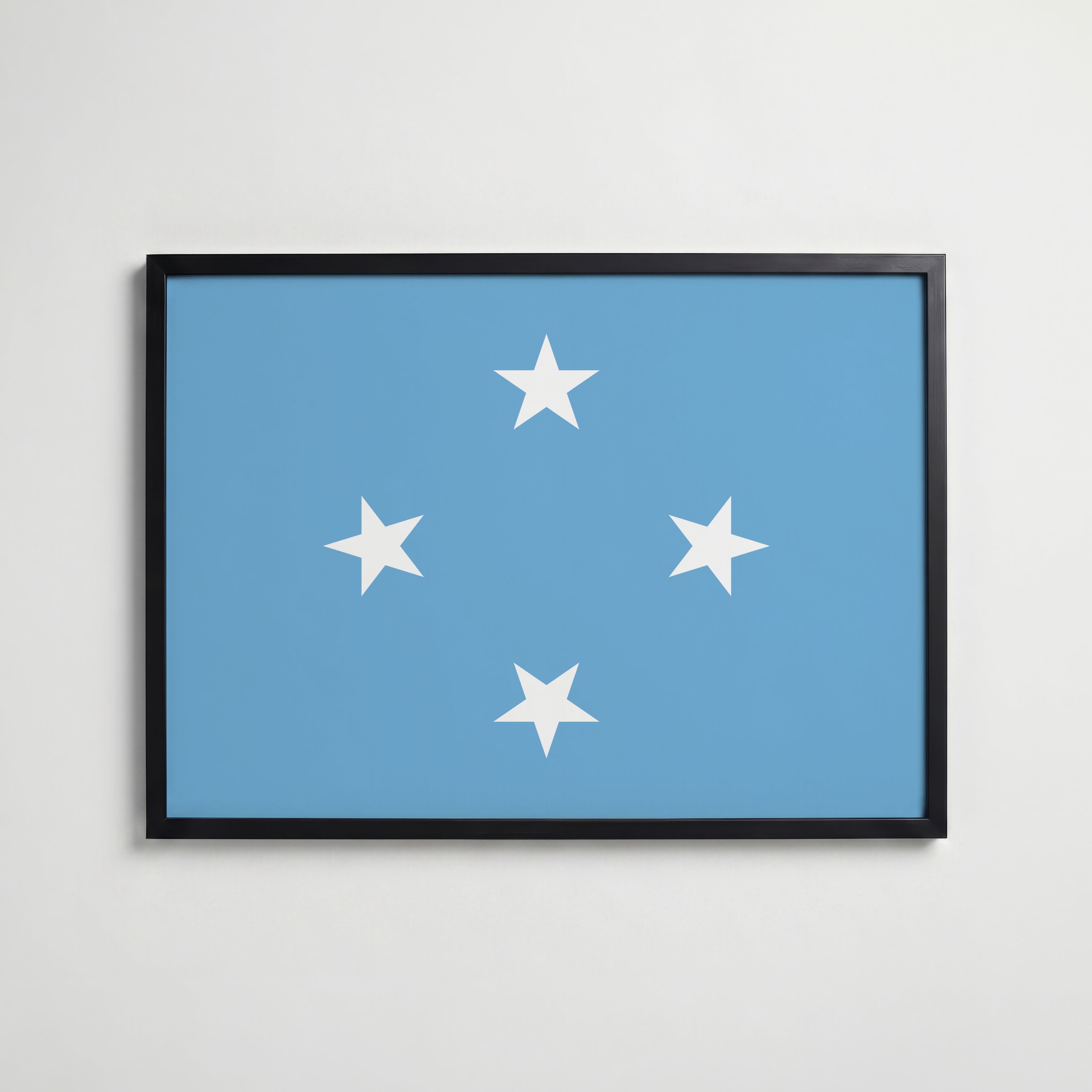 Micronesia National Flag Poster i svart ram – stilren konsttryck som väggdekor från Bozetto