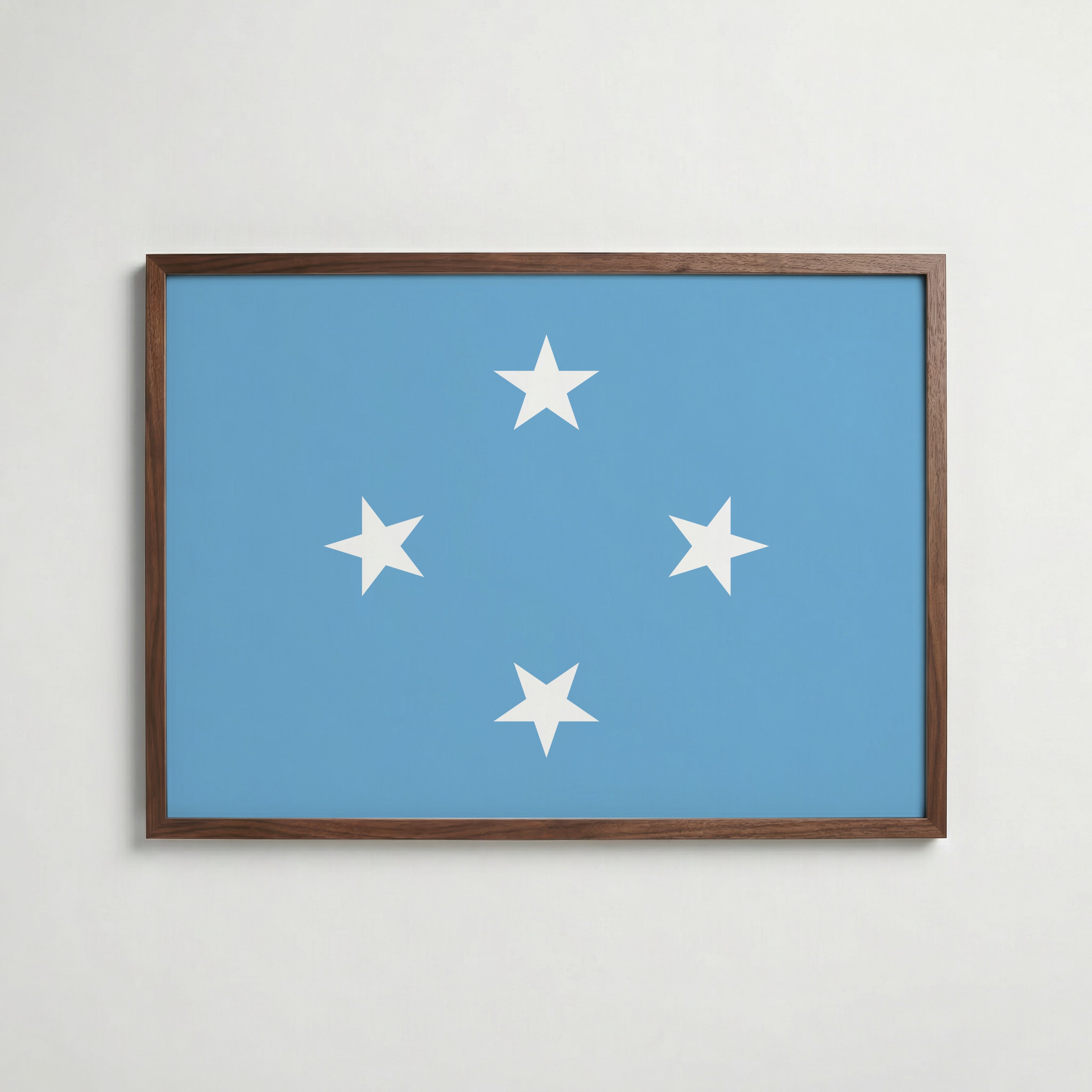 Micronesia National Flag Poster i valnötsram – varm konstaffisch för hemmet från Bozetto