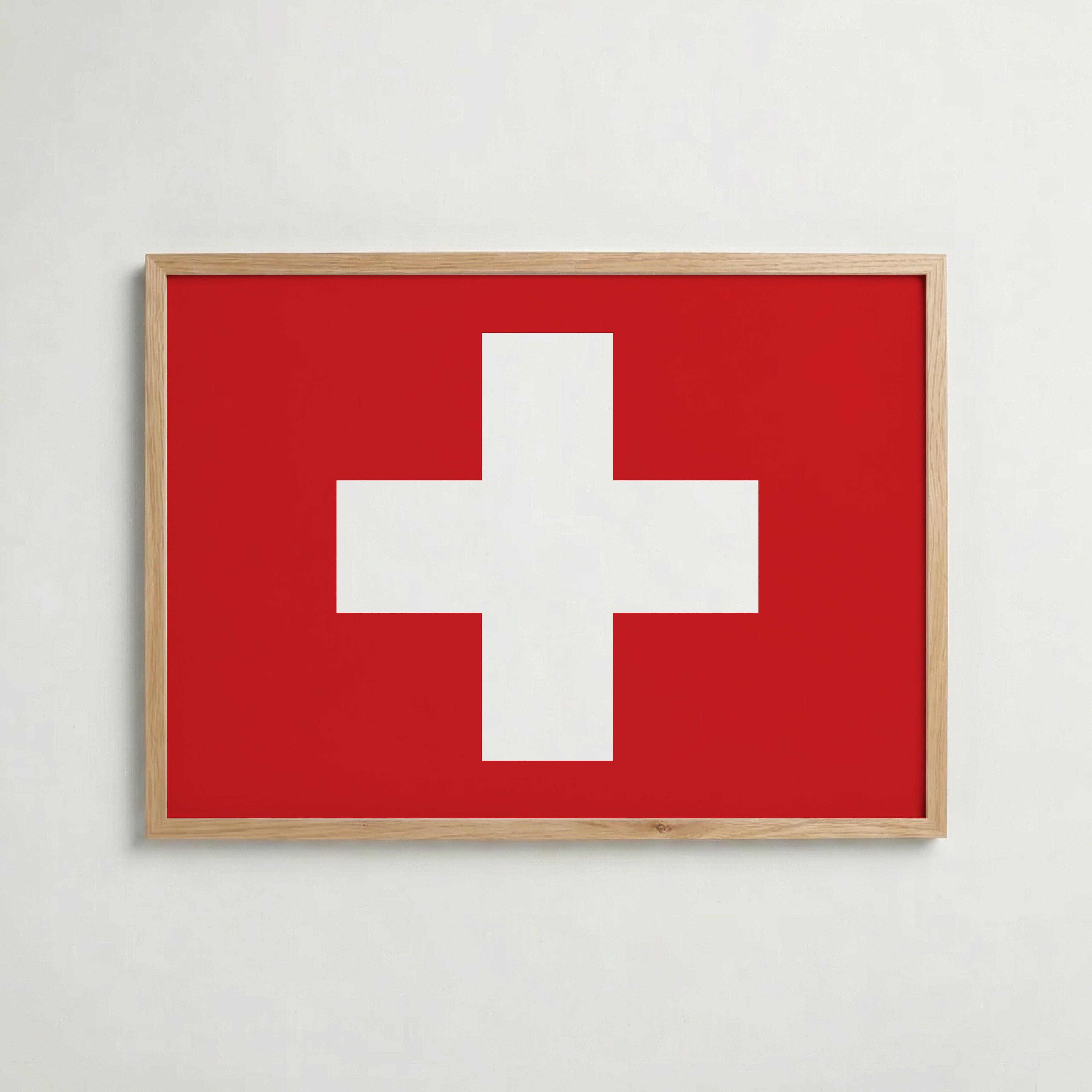 Switzerland National Flag Poster i ekram – inramad konsttryck för stilren inredning hos Bozetto