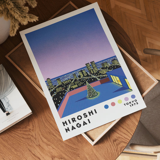 Hiroshi Nagai Rooftop Christmas Lights Poster